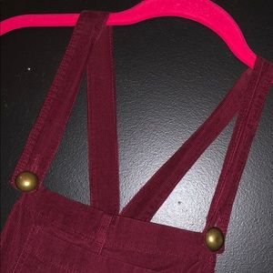 Red overall dress